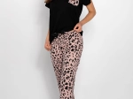 Short Sleeve Loose Blouse with Long Printed Pants Ladies' Viscose Homewear Pyjamas Set