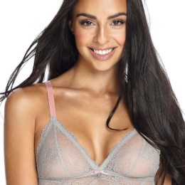 Gray Lace Bralette Comfortable Wireless Soft Adjustable Straps