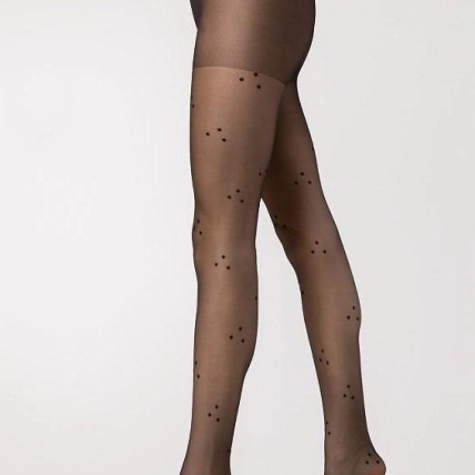 Dot Motif Matte Finish Silky Tights with Reinforced Toe