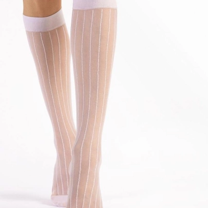 Delicate Striped Thin Knee Socks